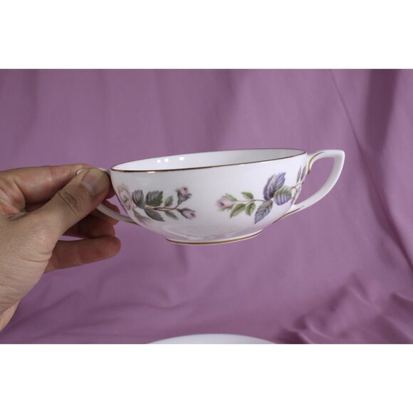 Royal Worcester June Garland 1 cup and saucer, cream soup pretty spring pastel - Picture 6 of 8